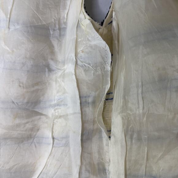 Vintage Sequin Shirt Womens Small Blue Silver Striped Wool Hong Kong 60s - Picture 8 of 12